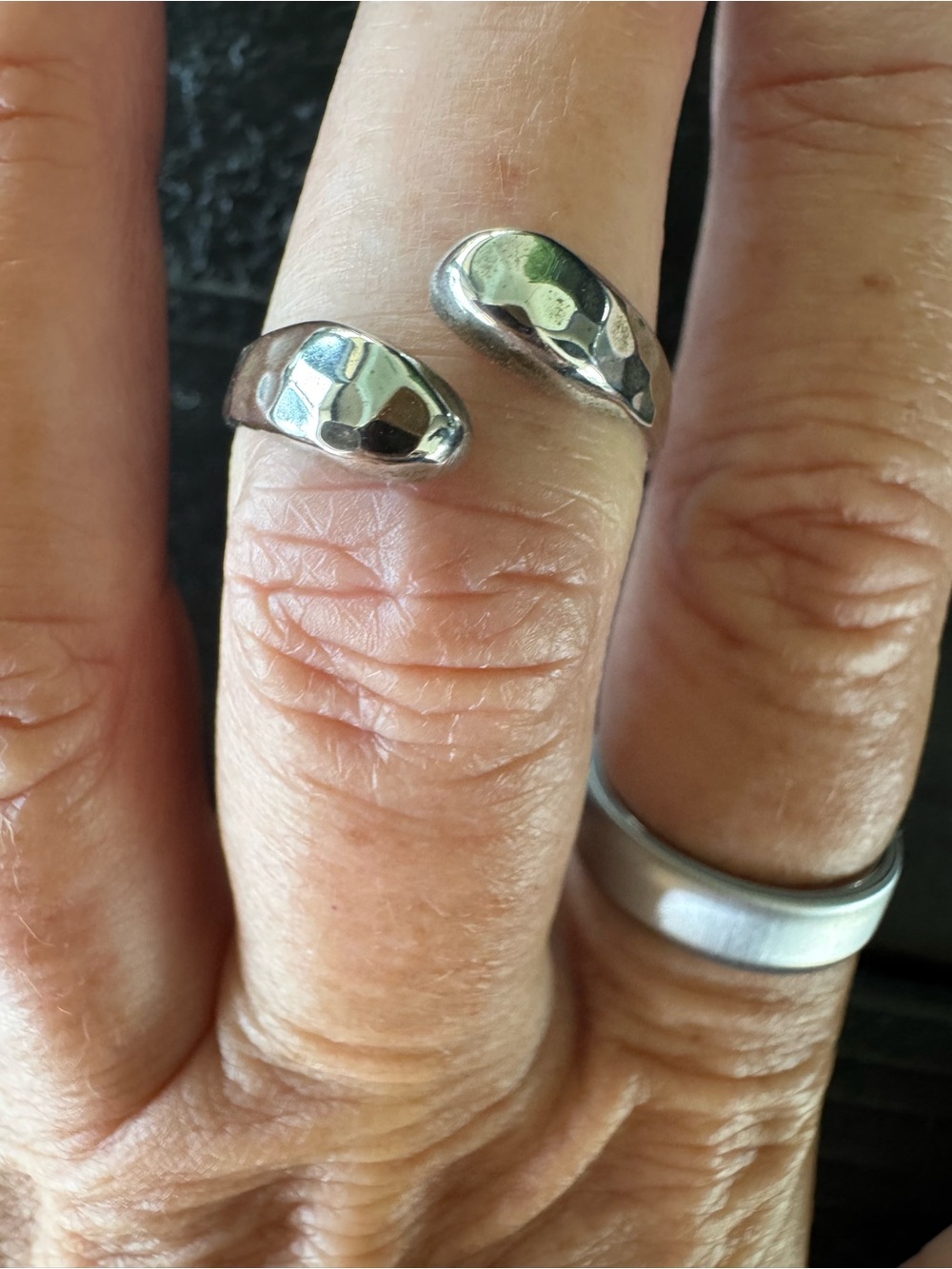 Silver Sculptural Open Statement Ring - Picture 3 of 6